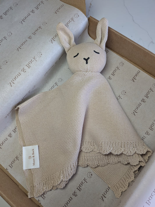 Beige | Personalised Baby Knit Bunny Comforter
