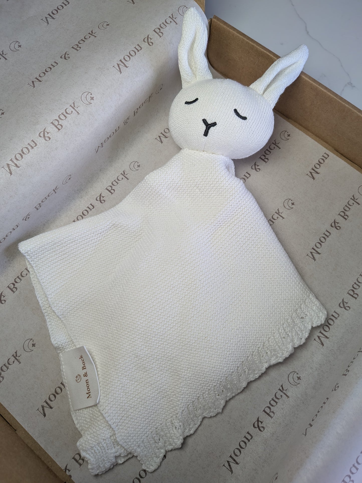 White | Personalised Baby Knit Bunny Comforter