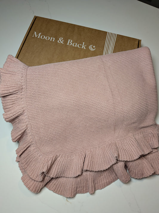 Dusty Pink | Personalised Frill Baby Knit Blanket