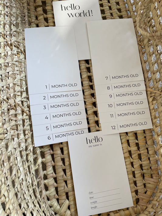 Inkless 'Announcement & Monthly' Milestone Cards