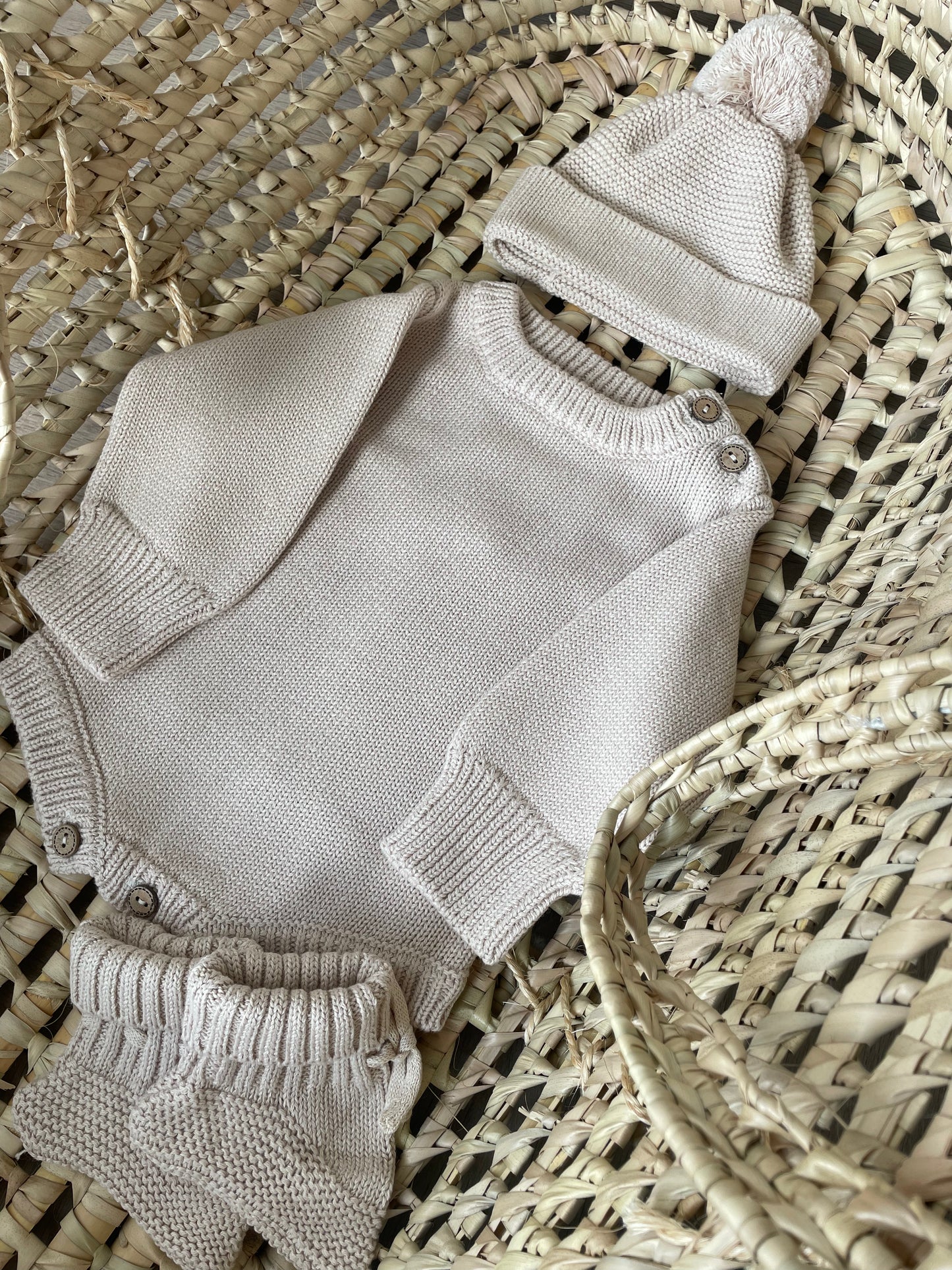 Beige | Personalised Romper & Booties Set