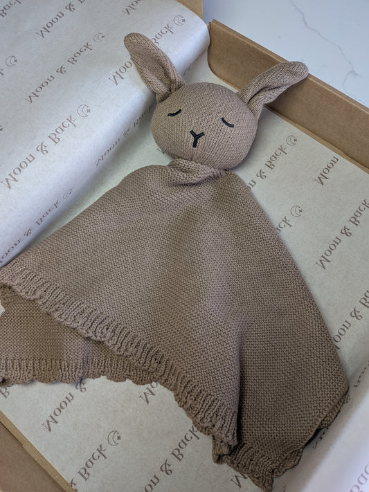 Mocha | Personalised Baby Knit Bunny Comforter