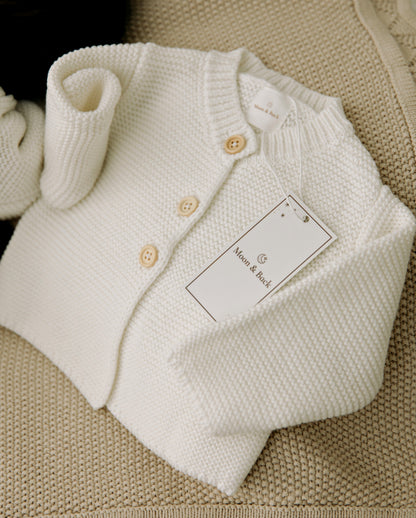 White | Personalised Baby Cardigan