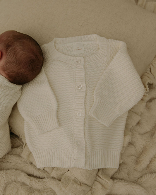 NEW DESIGN - White | Personalised Baby Cardigan