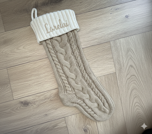 PRE-ORDER - Beige | Personalised Christmas Stocking